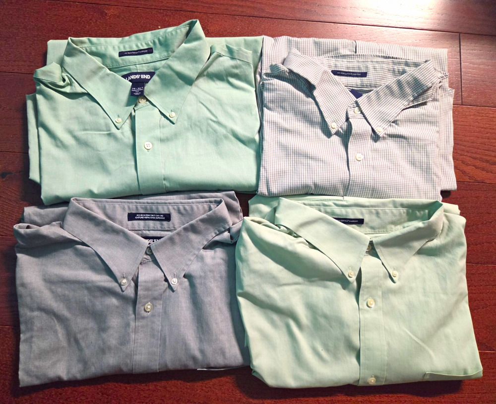 Lands' End Supima Pinpoint Oxford Non-Iron Button-Down Shirt Men 3XL Big & Tall